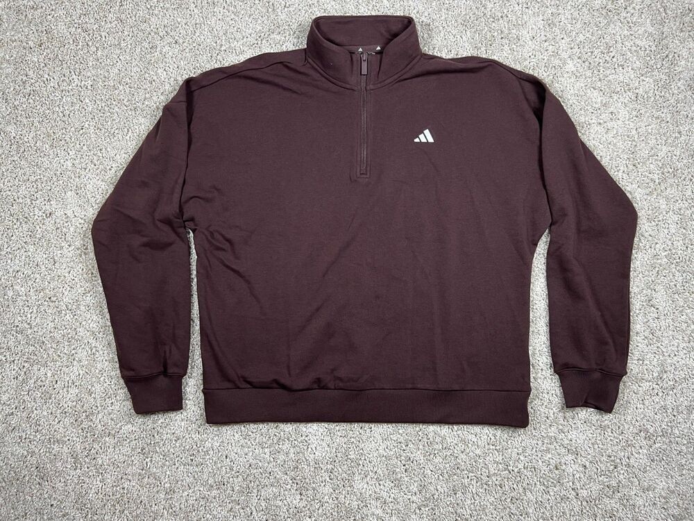 Adidas Women's Large Shadow Brown 1/4 Zip Sweatshirt Pullover NWT